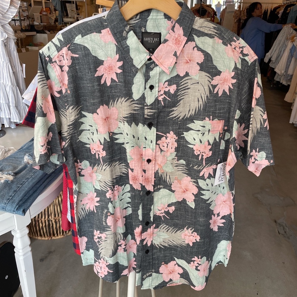 black floral button up shirt